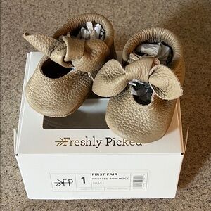 Freshly Picked Toast Moccasins with Bow